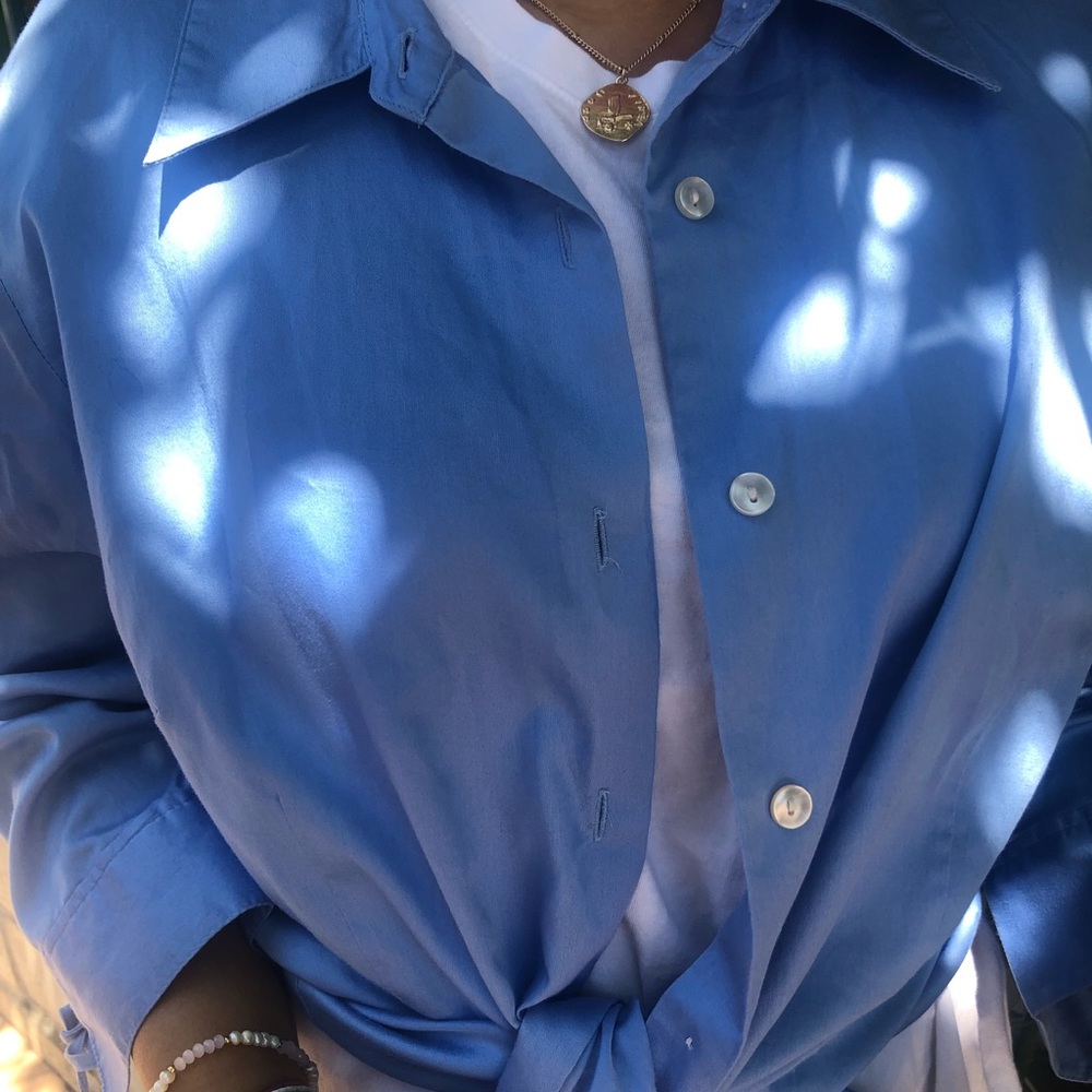 Apostrophe blue collared blouse